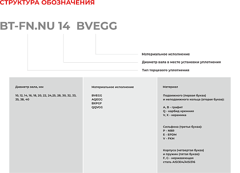 Торцевое уплотнение BT-FN.NU 40 QQVGG в Ростове-на-Дону фото