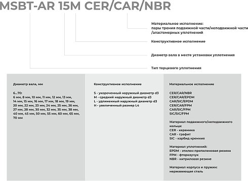 Торцевое уплотнение MSBT-AR-65 CAR/SIC/EPDM в Ростове-на-Дону фото