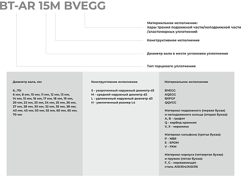 Торцевое уплотнение BT-AR 70 QQVGG в Ростове-на-Дону фото